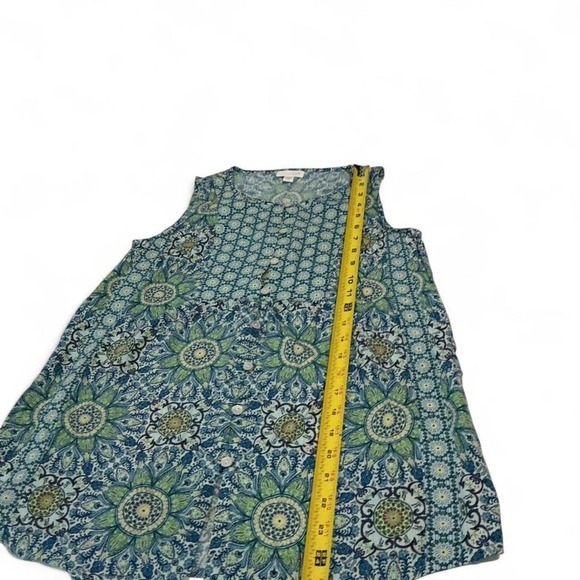 J. Jill Sleeveless Top Women XS Blue Green Excellent Mandala Geometric Rayon - Picture 3 of 8